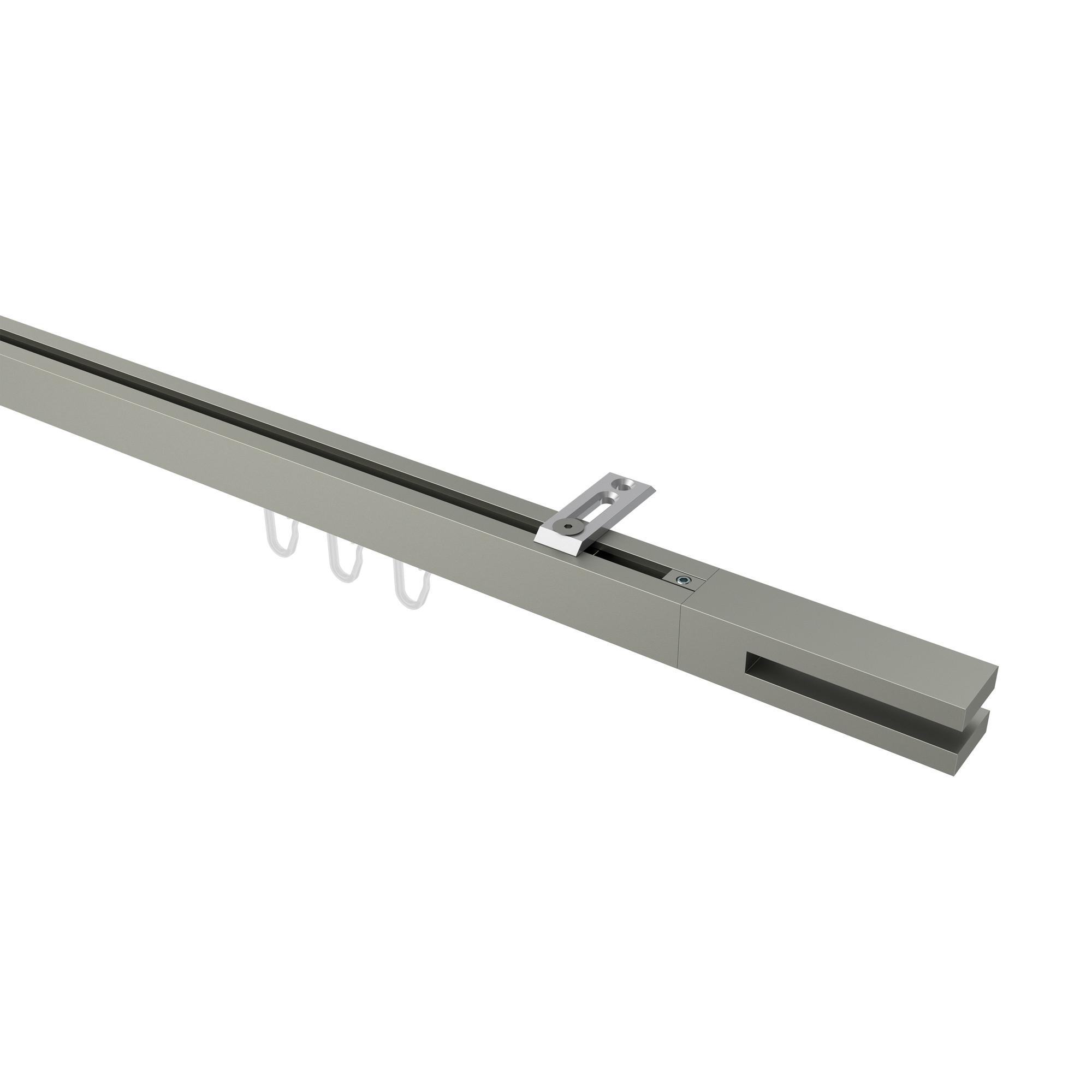 GARDINENSTANGE INNENLAUF Quadline Diapo 320 cm (geteilt in 2 x 160 cm), 1-läufig, 20x20 mm Satin-Silber - Silberfarben, Metall (320cm) - INTERDECO