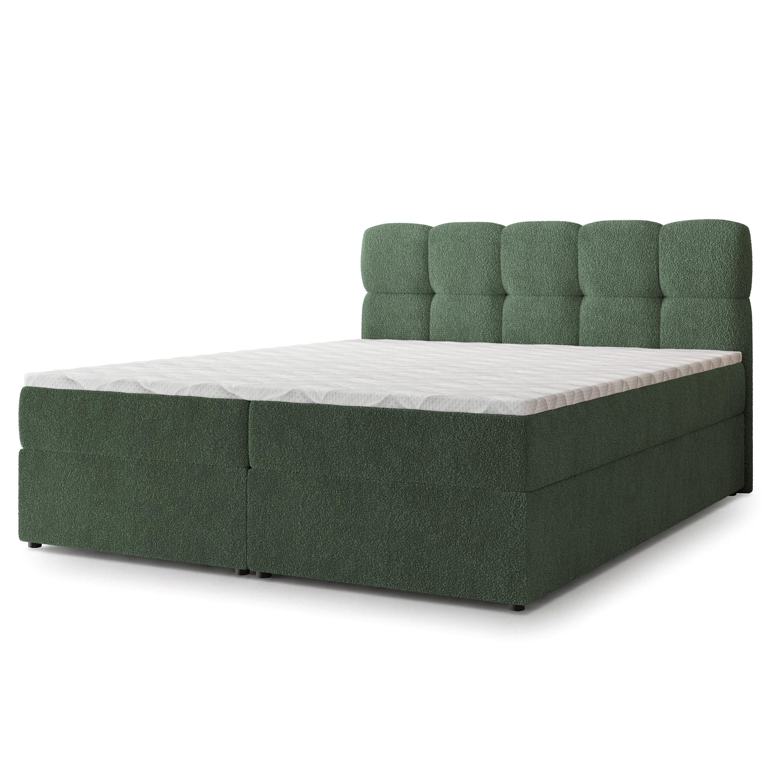 BOXBETT MERU 140x200 cm mit Matratze und Topper - Grün - Grün, Holz (140/200cm) - MASSENO