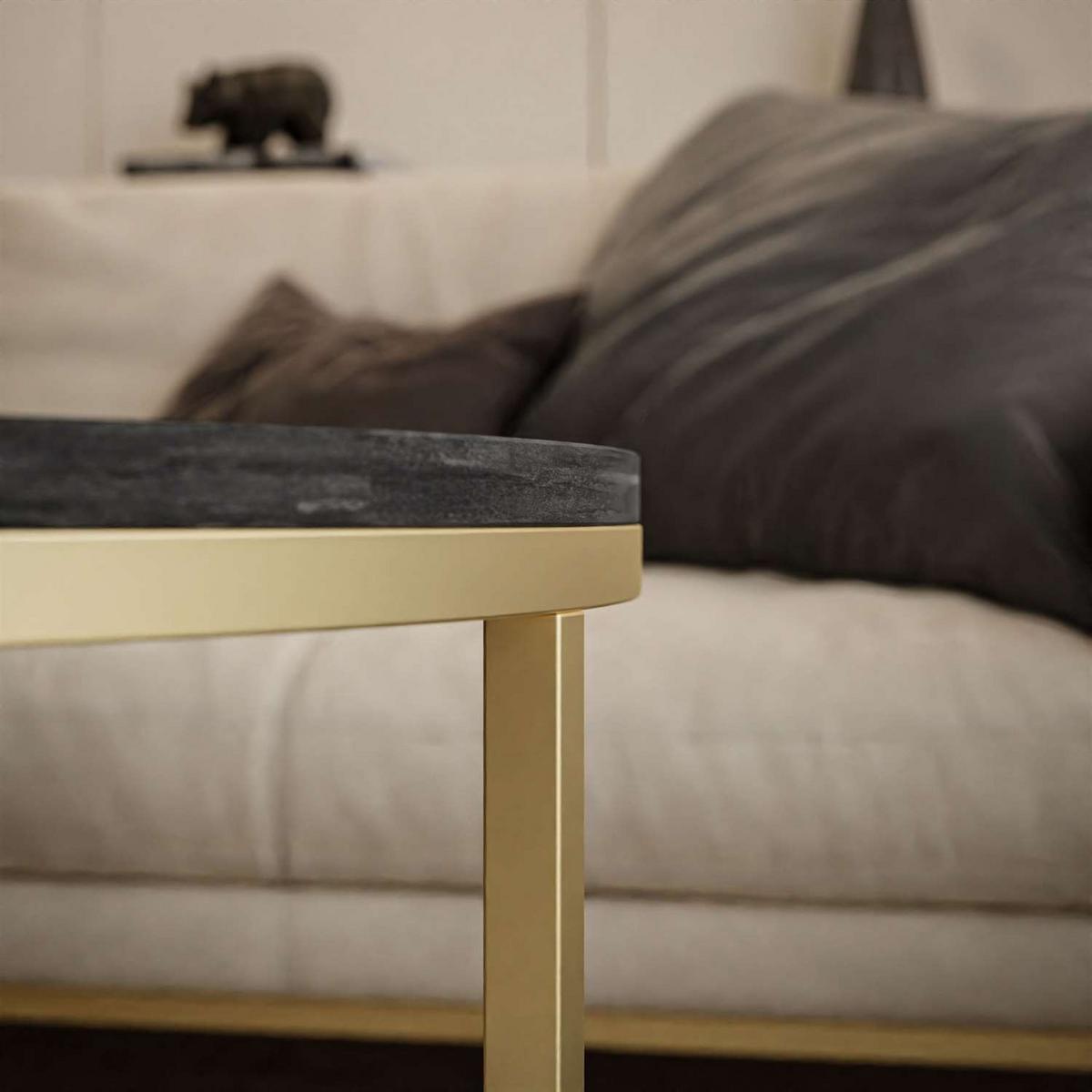 COUCHTISCH 2-in-1 CIRI dunkler Beton matt gold - Goldfarben, Holzwerkstoff (80/80/48cm) - Lookway