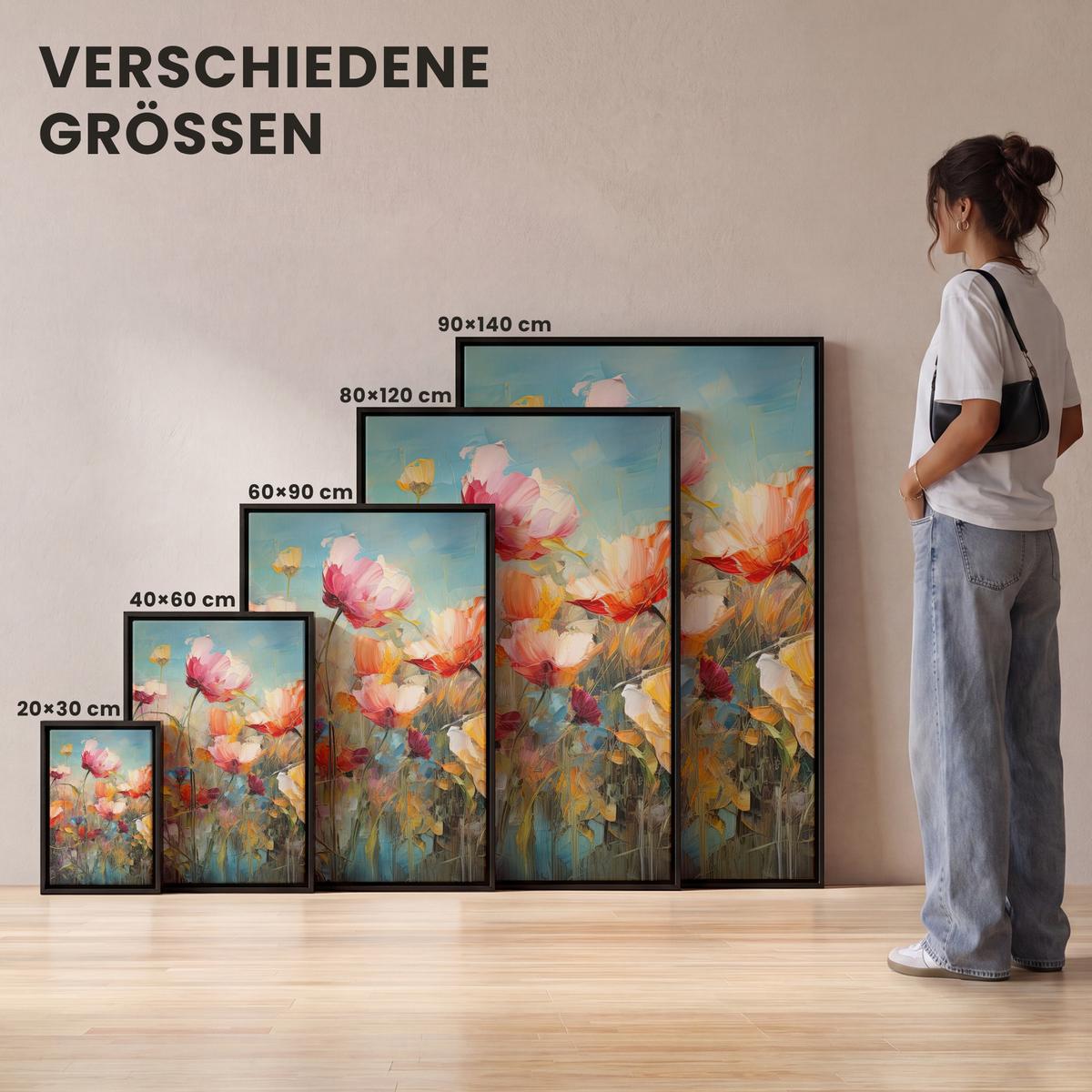 LEINWAND Bilder mit Rahmen - Blumen - Aquarell - Kunst - Botanisch - Natur - 20x30 - Orange, Textil (20/30cm) - MuchoWow