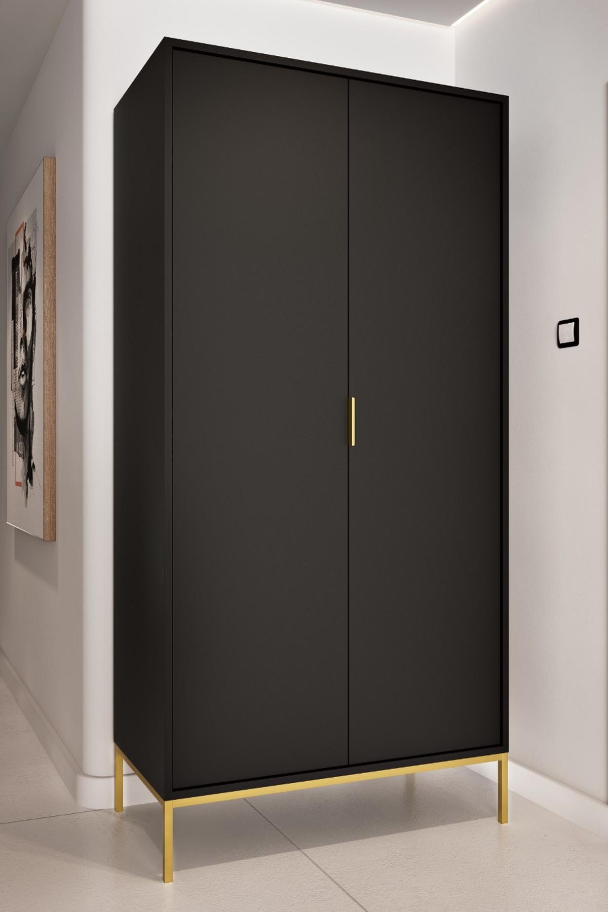 DREHTÜRENSCHRANK Austin - Goldfarben/Schwarz, Holzwerkstoff (55/205/100cm) - RAUMHIRSCH FURNITURE