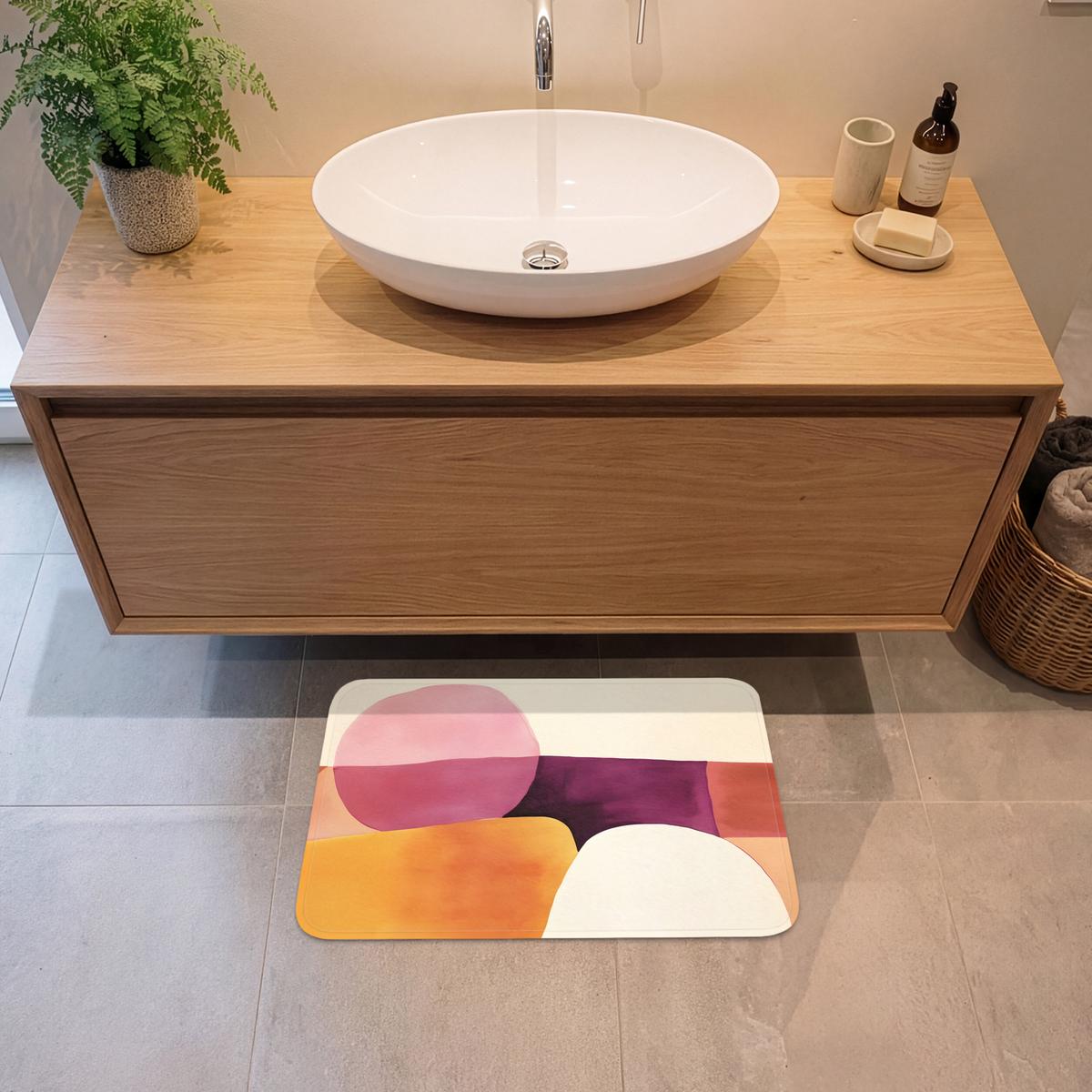 BADEMATTE Formen - Abstrakt - Farbenfroh 60x40 cm - Terracotta, Textil (60/40cm) - OnlyWow