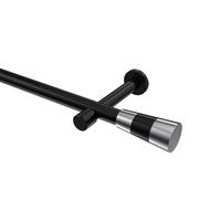 GARDINENSTANGE Prestige Tanara 100 cm, 1-läufig (ohne Ringe), 20 mm Ø Schwarz - Chromfarben/Schwarz, Metall (100cm) - INTERDECO