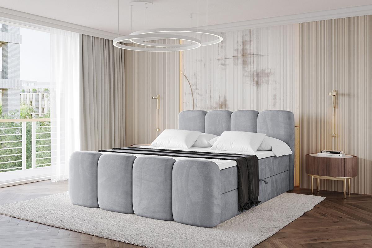 BOXBETT mit Matratze H4 und Lattenrost - NINA-Z - 200x200 cm Monolith - Hellgrau - Hellgrau, Holzwerkstoff (200/200cm)