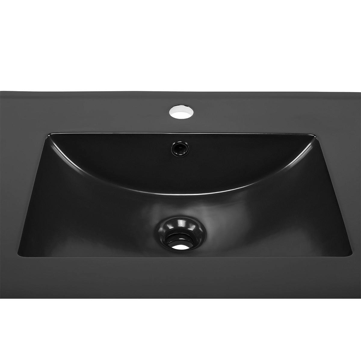 WASCHTISCH 60.2cm Gaia Holz in Eichenoptik und Schwarz - Schwarz, Holzwerkstoff (60.2/57/46cm) - Petits-meubles