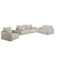 SOFASET Morgano 3-2-1 - Creme, Holzwerkstoff/Textil (216/86/102cm) - Fun Möbel