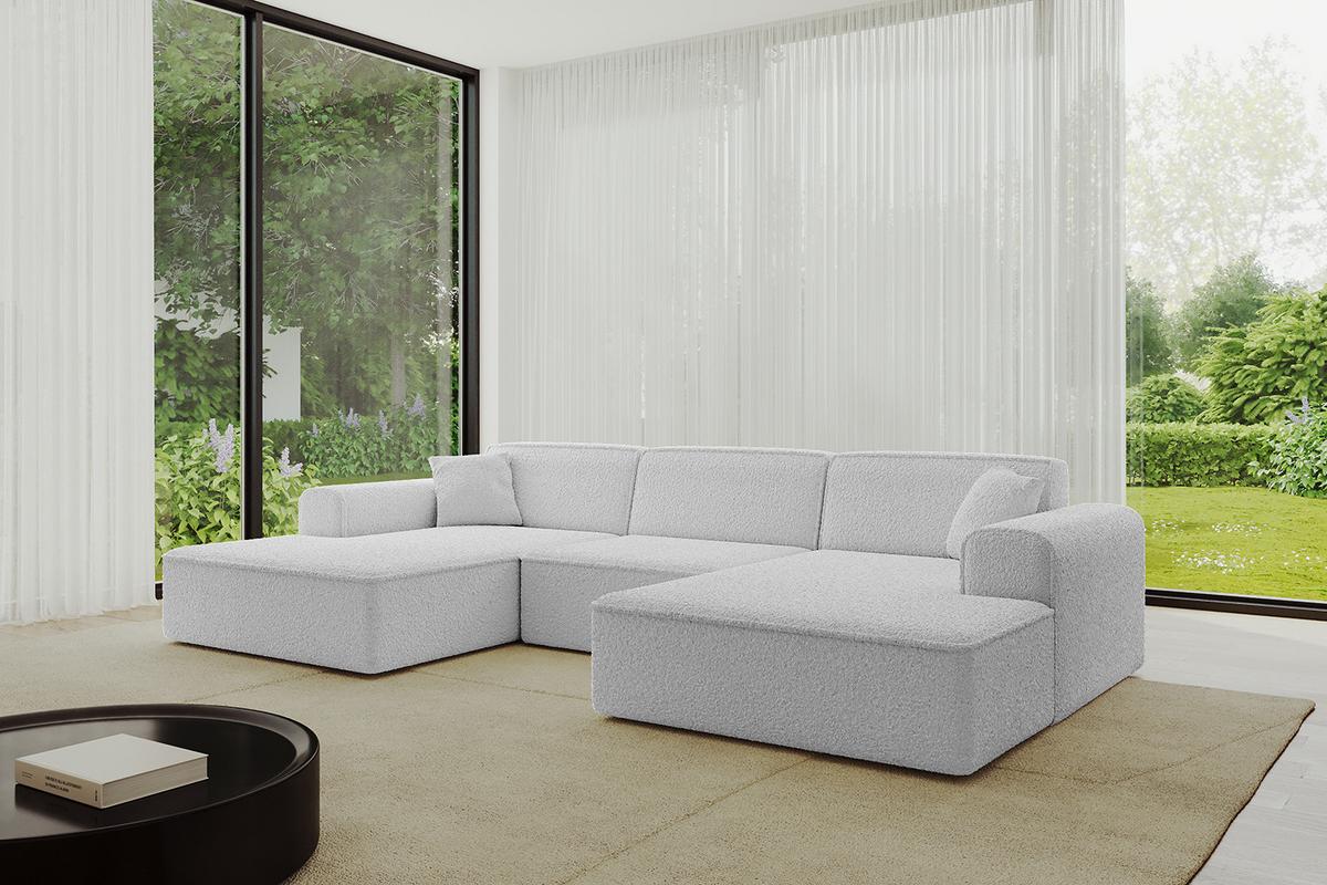 WOHNLANDSCHAFT IREA-U1-v3 - 301x165x77 cm Hellgrau - Hellgrau, Holzwerkstoff/Textil (301/77/165cm) - ALTDECOR