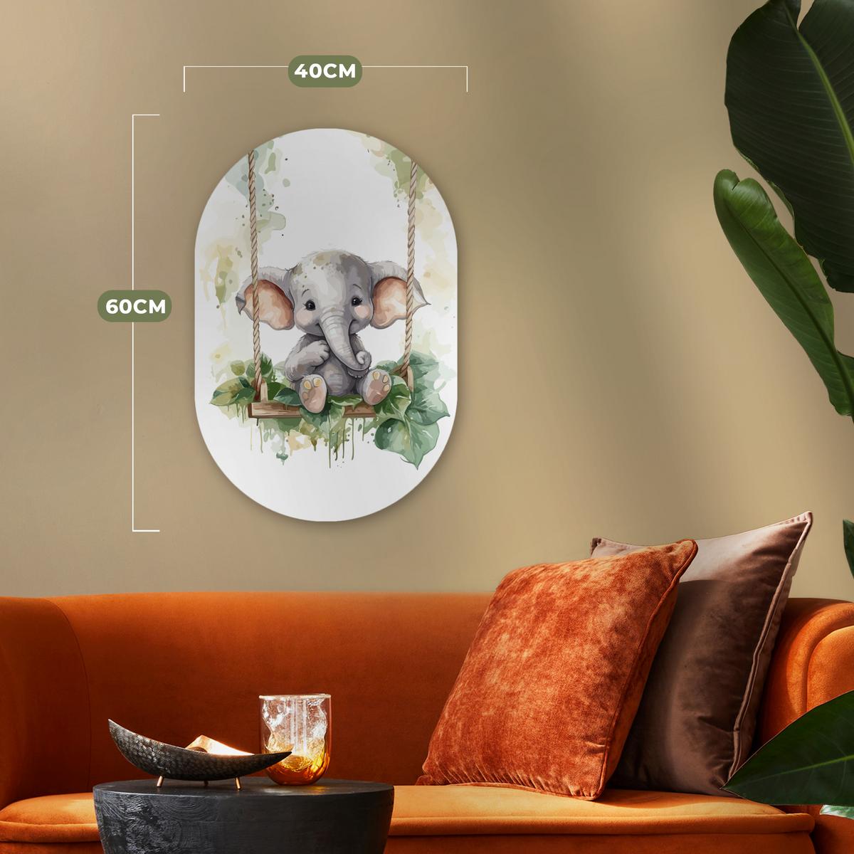 WANDBILD Elefant - Tier - Kinder - Dschungel Deko Wohnzimmer 40x60 cm - Hellgrau, Kunststoff (40/60cm) - MuchoWow