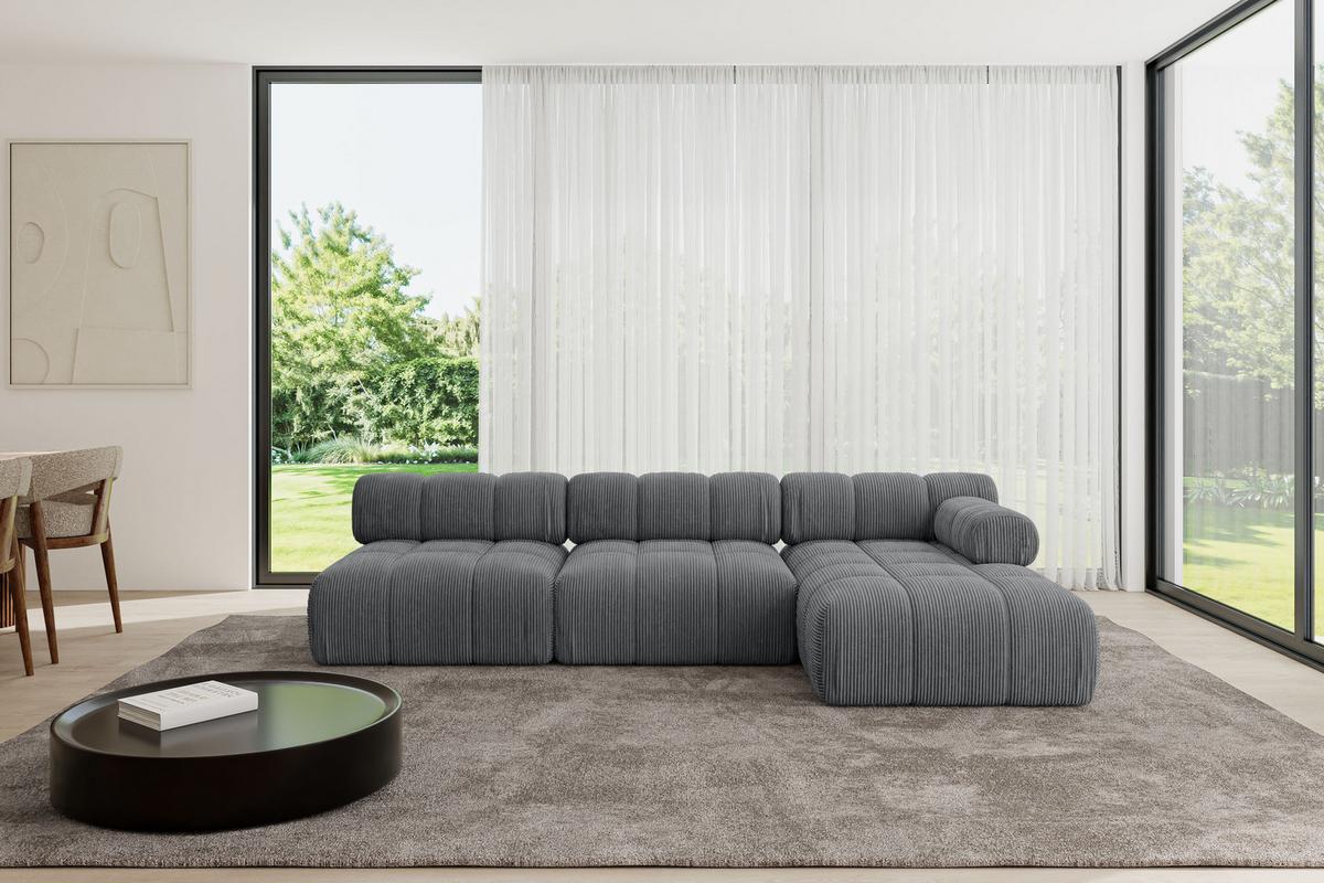 ECKSOFA modulares Sofa Razon-L2 - 285x160x70 cm Dunkelgrau Cord - Dunkelgrau, Holzwerkstoff/Textil (285/160cm) - ALTDECOR