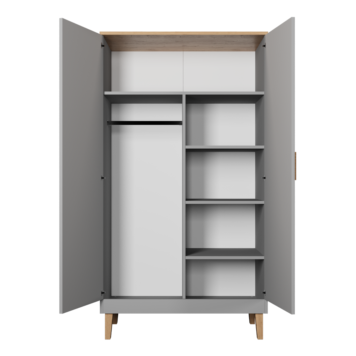 SCHRANK 2 Türen Denver Grau - Grau, Holzwerkstoff (55/184/100cm) - Petits-meubles