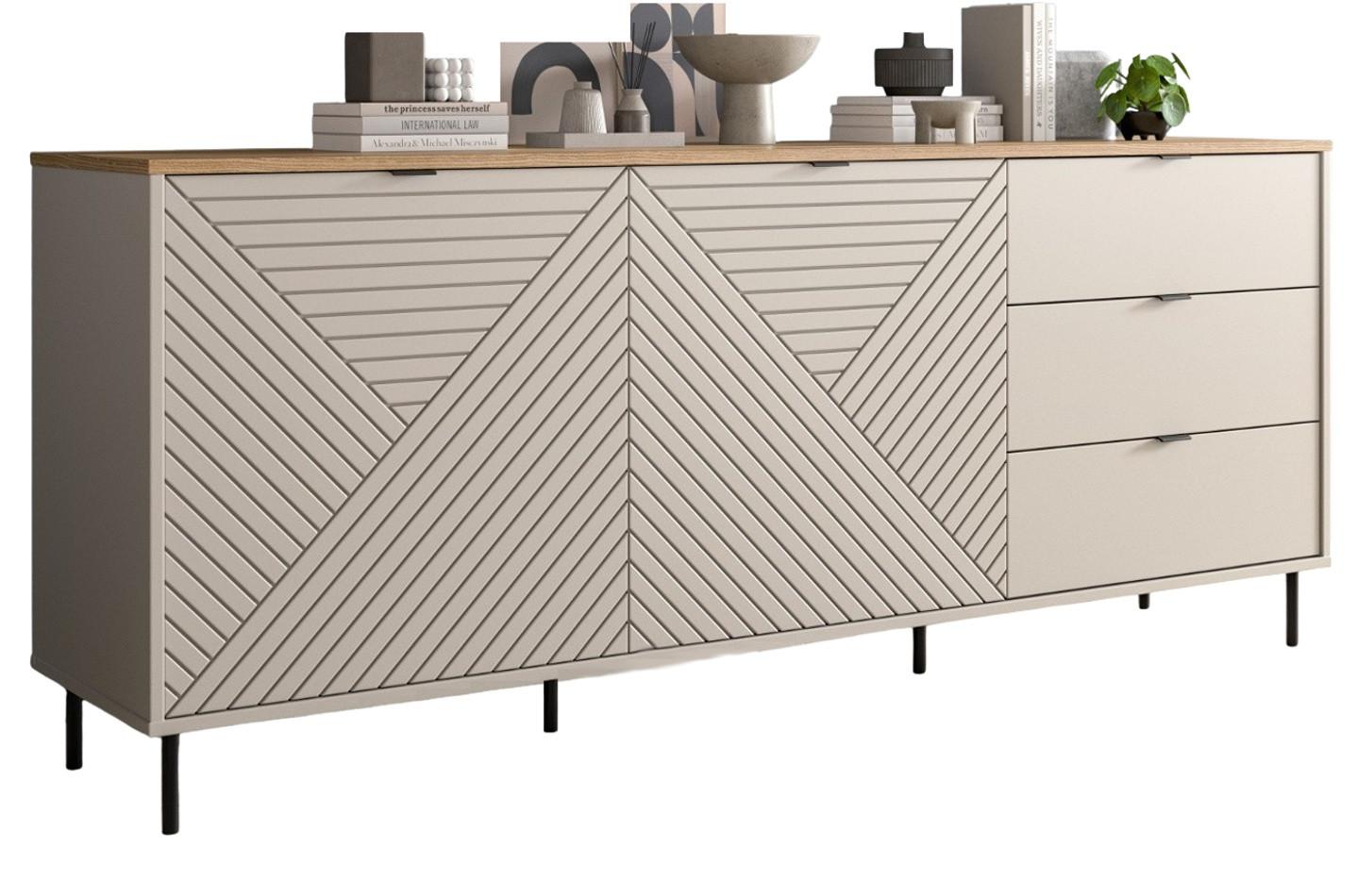 SIDEBOARD Kaschmir, Evoke Eiche 184 x 95 cm, Kommode mit viel Stauraum - Kaschmir/Eichefarben, Holzwerkstoff/Metall (184/75/40cm) - Inn.Furn
