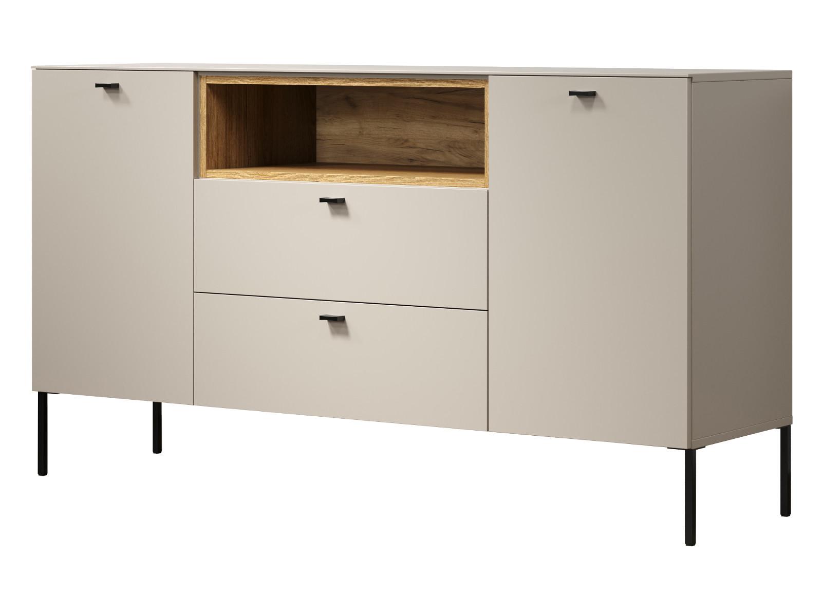 SIDEBOARD Sand, Evoke Eiche 154 cm, Kommode mit Soft-Close - Sandfarben/Kaschmir, Holzwerkstoff/Metall (154/85/42cm) - Top.Furn