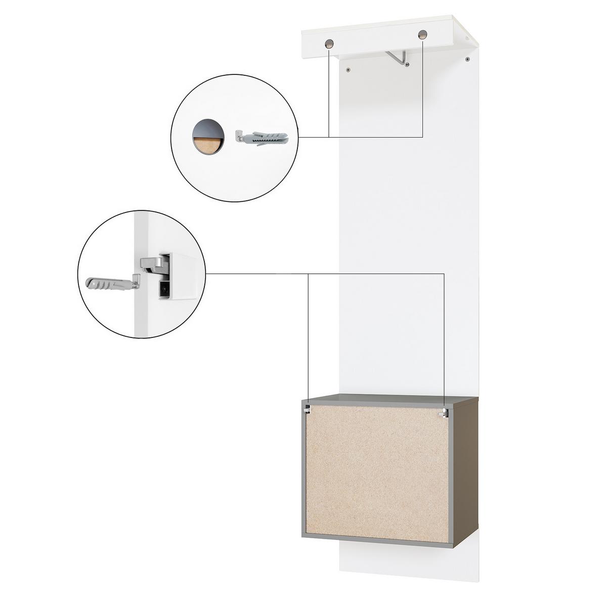 GARDEROBE Carlton Paneel in Eiche Nordic - Silbereichenfarben, Holzwerkstoff (52/193/35cm) - Vladon