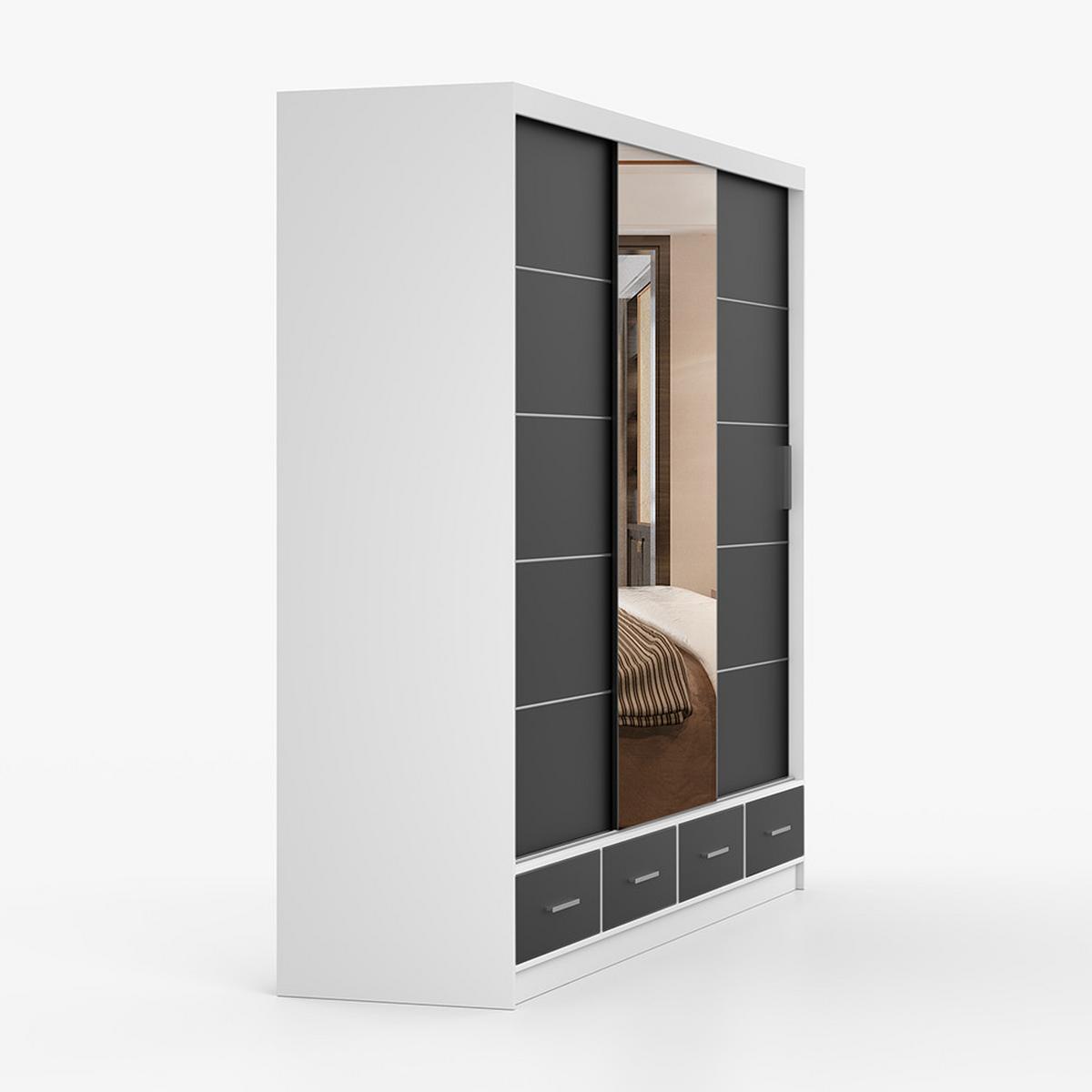 KLEIDERSCHRANK Florence 250 cm, 250/215/64, 2-türig, schwarz - Schwarz, Holzwerkstoff (250/215/64cm) - imoebel24