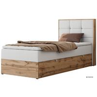 BOXBETT ALBERO 1 90/200 - Weiß Kunstleder - Topper T25 - H4 - Rechts - Schwarz/Weiß, Kunststoff/Textil (90/200cm) - MKS