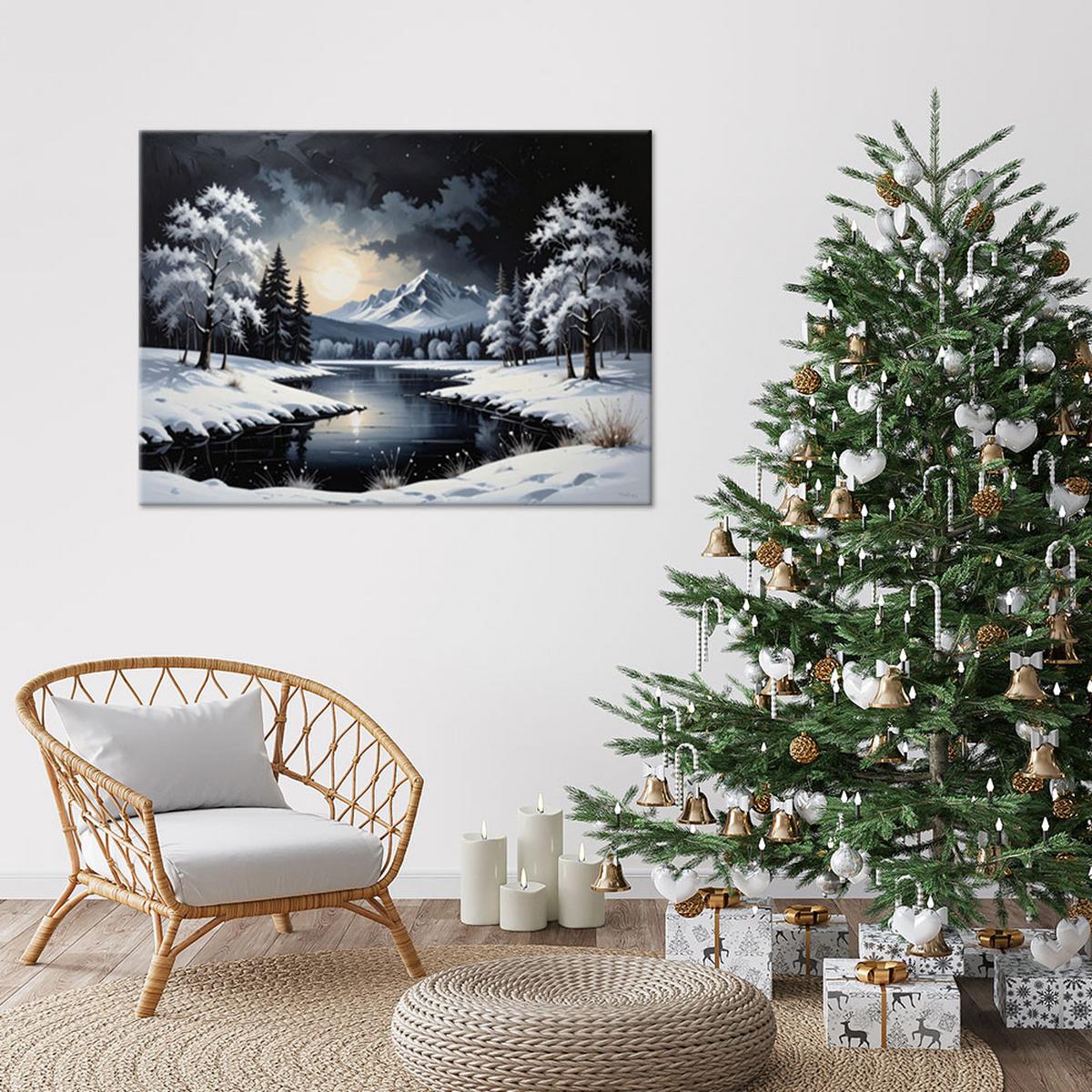 LEINWANDBILD Weihnachten 60x40cm - Schwarz, Textil (60/40cm) - Feeby