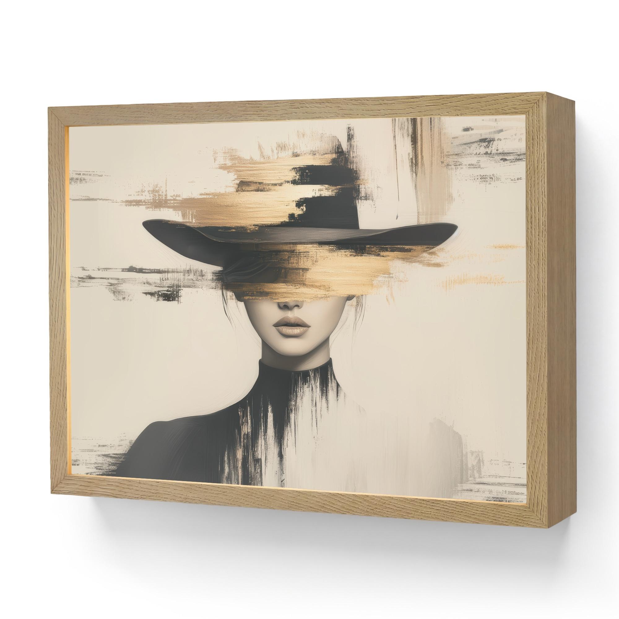 WANDLEUCHTE MIT AKKU Frau - Hut - Farbe 40x30 cm - Creme, Holzwerkstoff (40/30/8cm) - OnlyWow