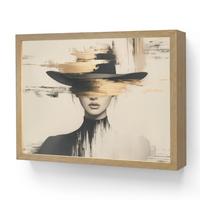 WANDLEUCHTE MIT AKKU Frau - Hut - Farbe 40x30 cm - Creme, Holzwerkstoff (40/30/8cm) - OnlyWow