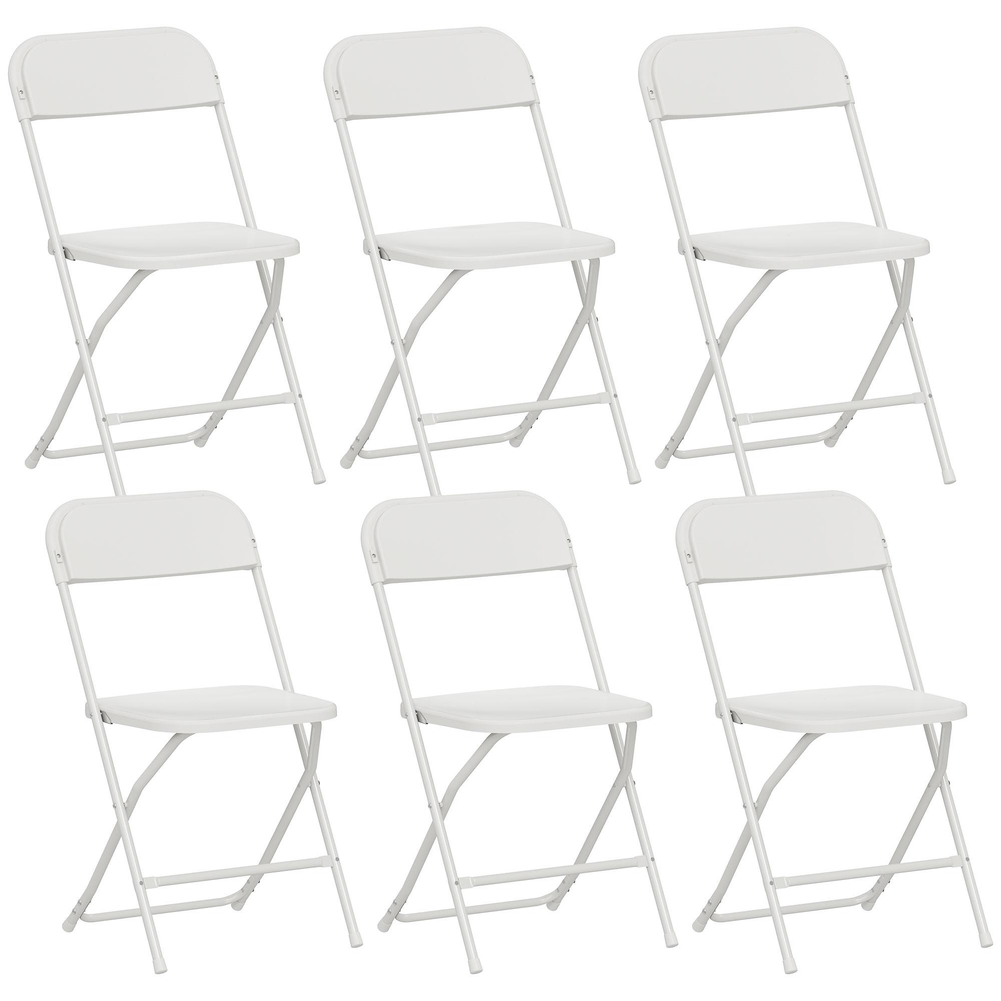 KLAPPSTÜHLE 6er Set Kunststoff Stahl Weiß - Weiß, Kunststoff/Metall (45/79.5/49cm) - HOMCOM