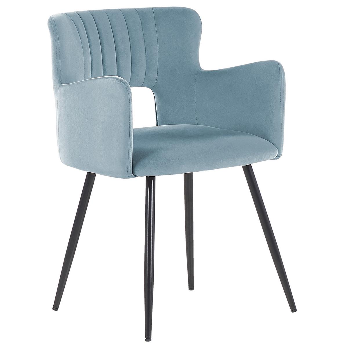 ESSZIMMERSTUHL 2er-Set Samtstoff Hellblau Sanilac - Hellblau, Textil/Metall (52/75/44cm) - Beliani