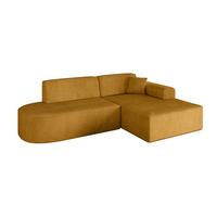 ECKSOFA Ottomane Rechts IREA-L1-v3 - 232x165x77 cm Senfgelb - Grün, Holzwerkstoff/Textil (232/165cm) - ALTDECOR