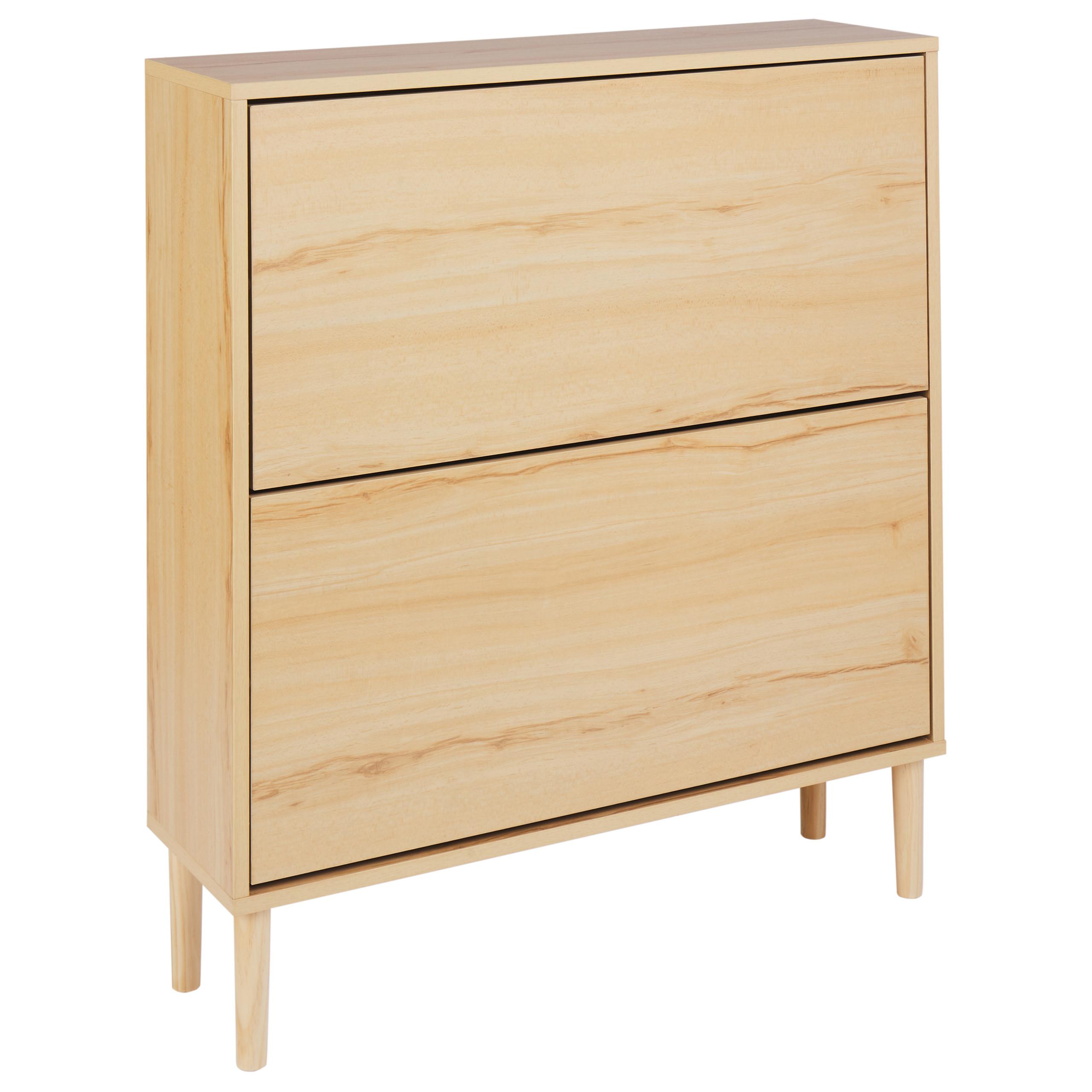 SCHUHSCHRANK Heller Holzfarbton Norris - Hellbraun, Holzwerkstoff (80/90/24cm) - Beliani