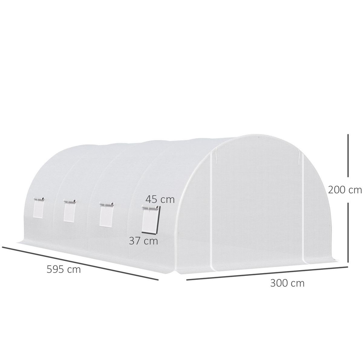 FOLIENGEWÄCHSHAUS mit Fenster 595/300/200 cm - Weiß, Kunststoff (300/200/595cm) - Outsunny