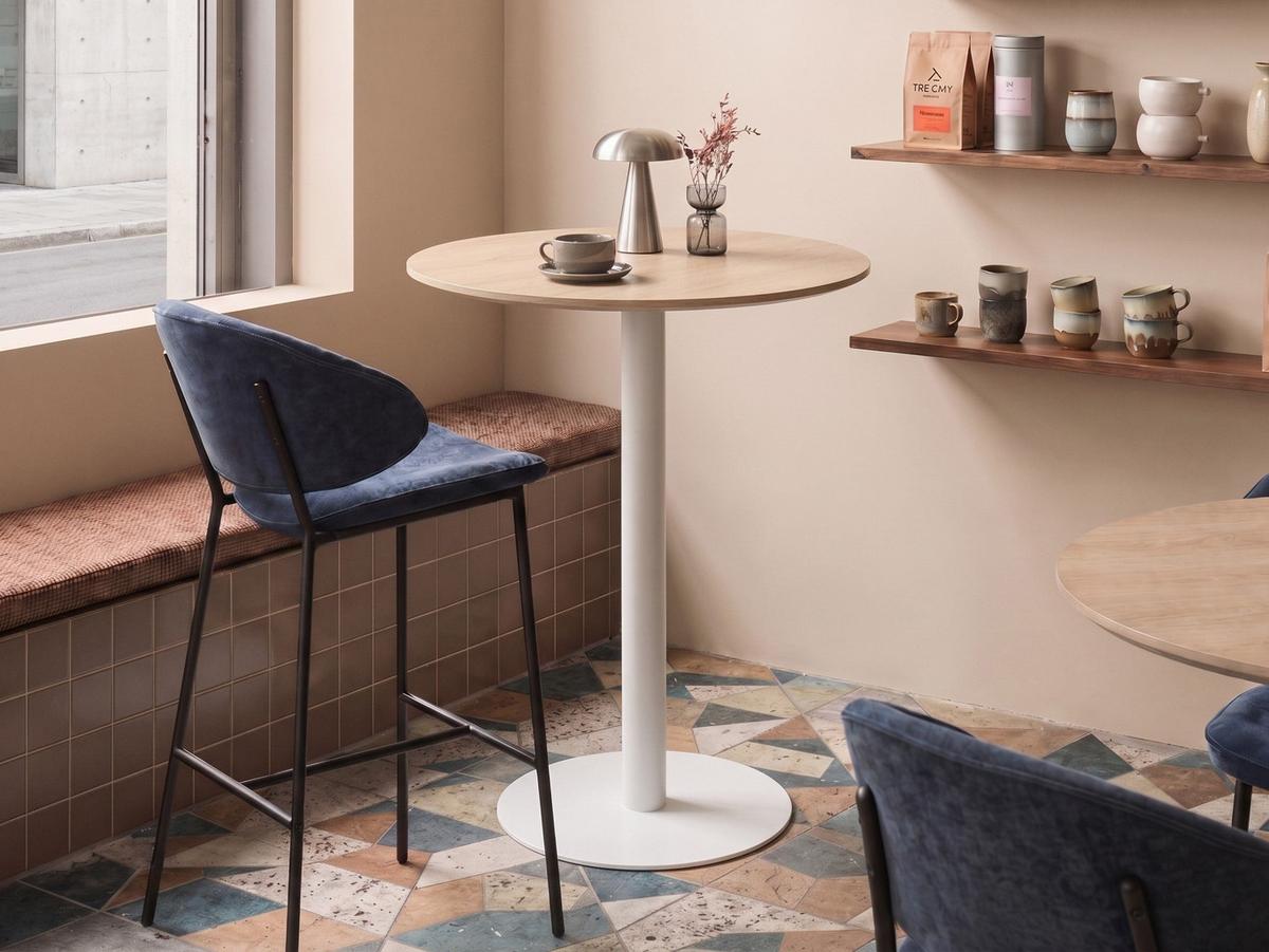 STEHTISCH Hellbraun/Weiß 80/80 cm Morella - Hellbraun, Holzwerkstoff (80/80/103cm) - Beliani
