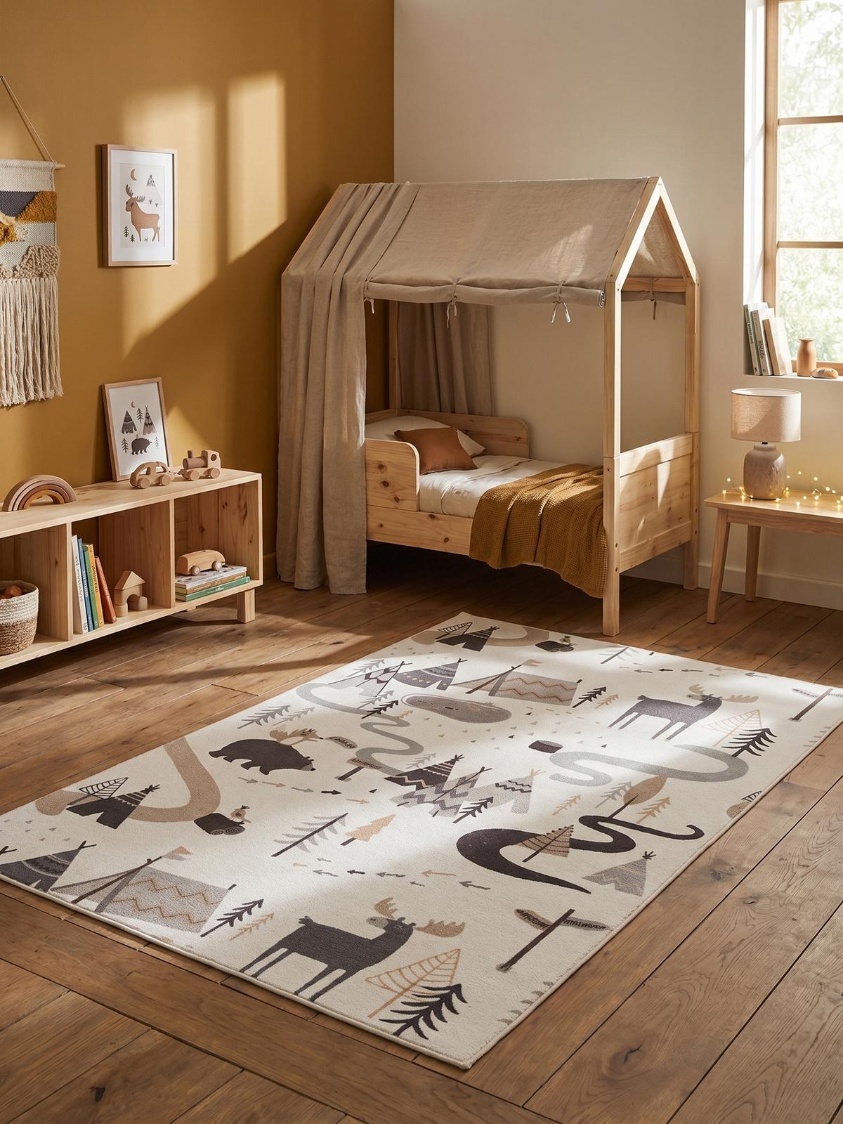 SPIELTEPPICH Waschbar TINO in Creme, mit Waldtier-Motiv, 200 x 290 cm - Beige, Textil (290/200cm) - KADIMA DESIGN