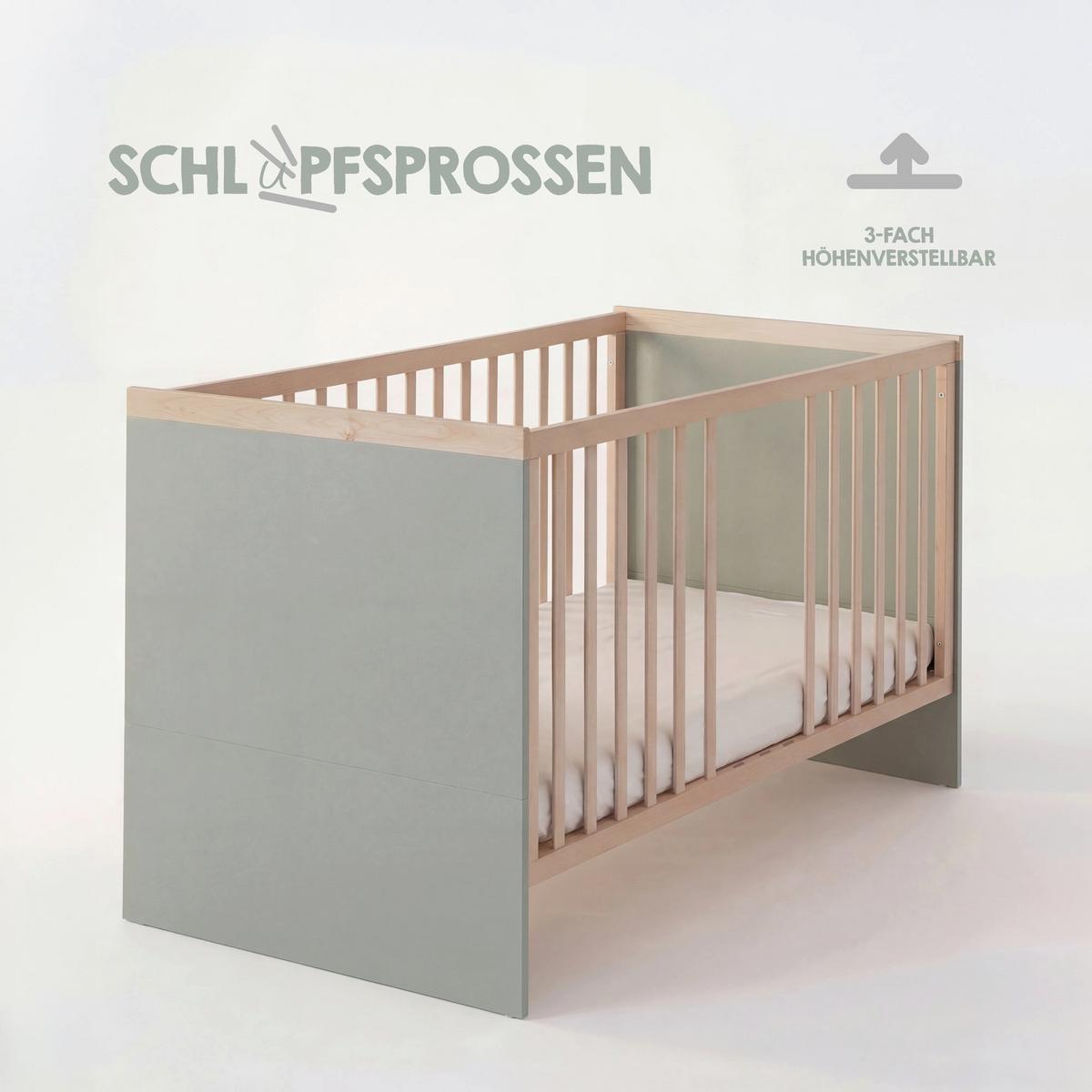 BABYZIMMER-SET Jimmy 3-teilig - Eichefarben/Salbeigrün, Holz/Holzwerkstoff (138/195/53cm) - Roba