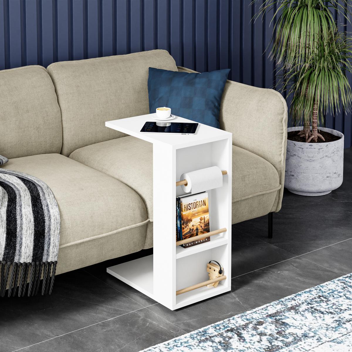 BEISTELLTISCH Siikainen - Weiß, Holzwerkstoff (29/44/65cm) - [en.casa]