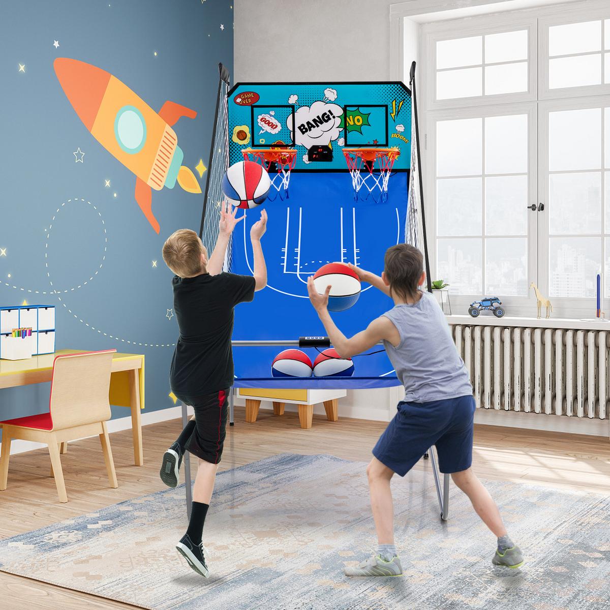 ARCADE-BASKETBALLSPIEL Blau - Blau, Metall (206/110cm) - COSTWAY