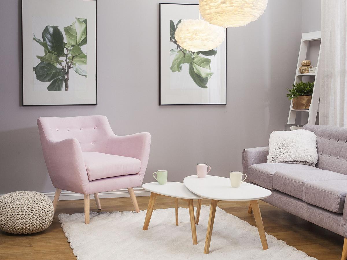 SESSEL Polsterbezug Rosa Drammen - Pink, Holz/Textil (71/84/54cm) - Beliani