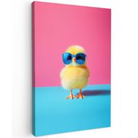 LEINWANDBILD Chick - Sonnenbrille - Blau Deko Wohnzimmer 20x30 cm - Pink/Gelb, Textil (20/30cm) - MuchoWow