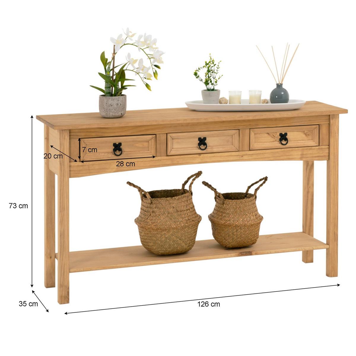 KONSOLENTISCH SALSA natur - Naturfarben, Holz (35/126/73cm) - CARO-Möbel