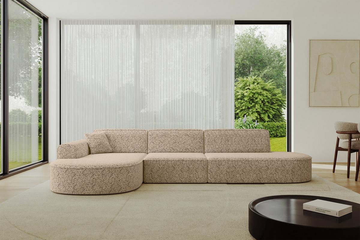 ECKSOFA Ottomane Links MARI-L2 - 328x171x79 cm Braun Tissu - Schwarz/Braun, Holzwerkstoff/Kunststoff (328/171cm) - ALTDECOR