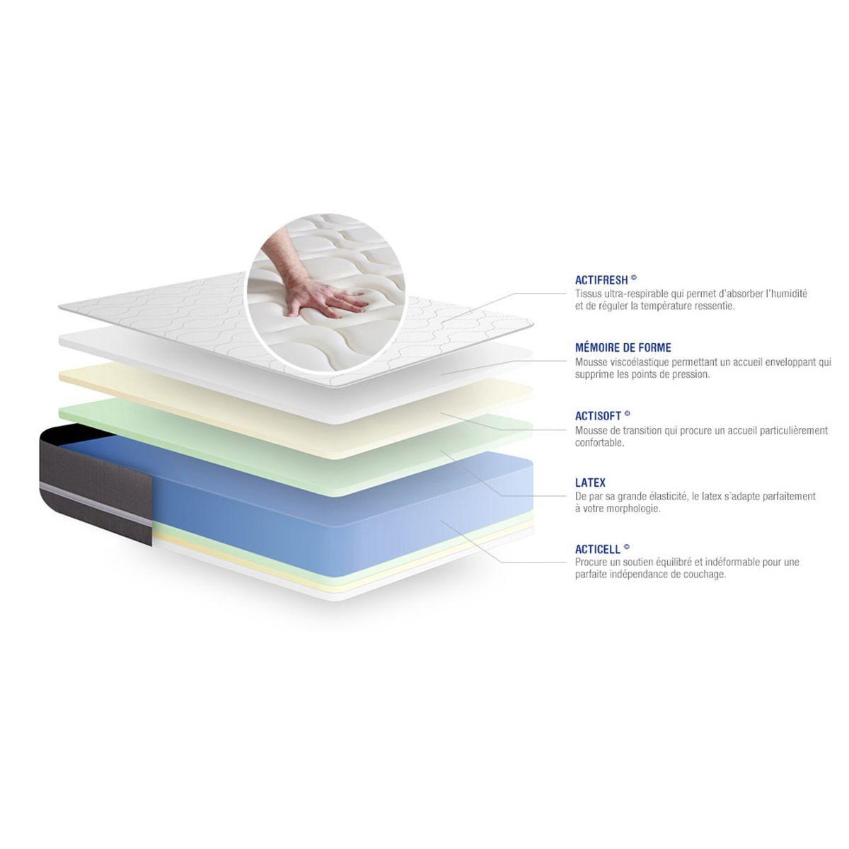 MATRATZE Actilatex touch Latex und Memory-Schaum 80 x 200 cm h1 - Weiß, Textil (80/200cm) - ACTISOM