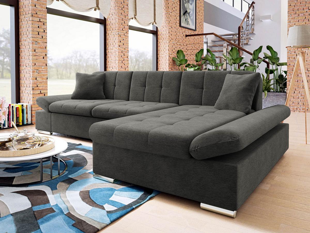ECKSOFA Malwi, Seite: Rechts - Silberfarben/Grau, Holz/Textil (278/161cm) - MIRJAN24