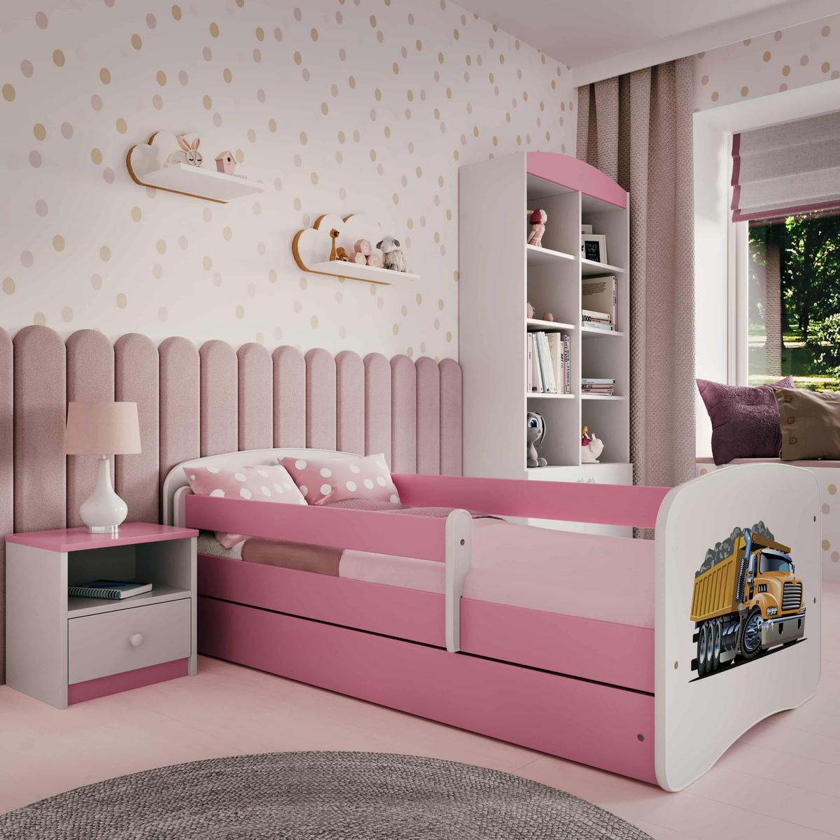 KINDERBETT Lastwagen mit Schublade 180/80 90/61/184 - Rosa, Holzwerkstoff (80/180cm) - RAUMHIRSCH FURNITURE