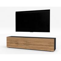 LOWBOARD ZIVOLLI 160 Schwarz, Wotan Lamellen 160/36,5/40 cm – Hängend und Stehend - Hellbraun/Schwarz, Holzwerkstoff/Kunststoff (160/36.5/40cm) - AX Living
