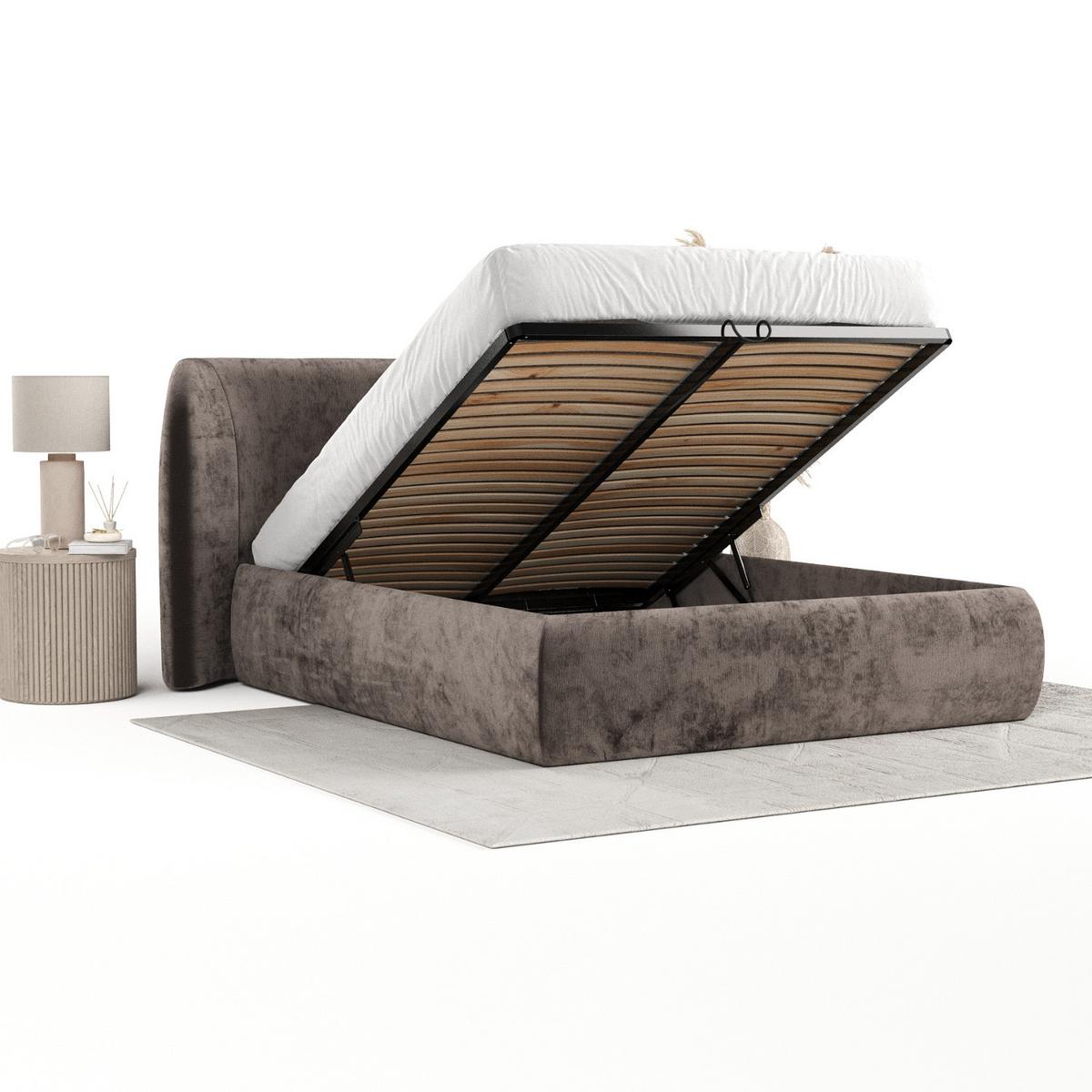 POLSTERBETT Bellano mit Stauraum 200/200 cm Braun im Lotta Stoff - Schwarz/Naturfarben, Holz/Holzwerkstoff (200/200cm) - AltaBeds