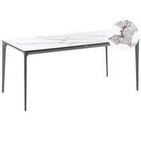 GARTENTISCH 180/90 cm Marmor Optik Weißer Marmor Sovareto - Dunkelgrau, Kunststoff (180/90/75cm) - Beliani