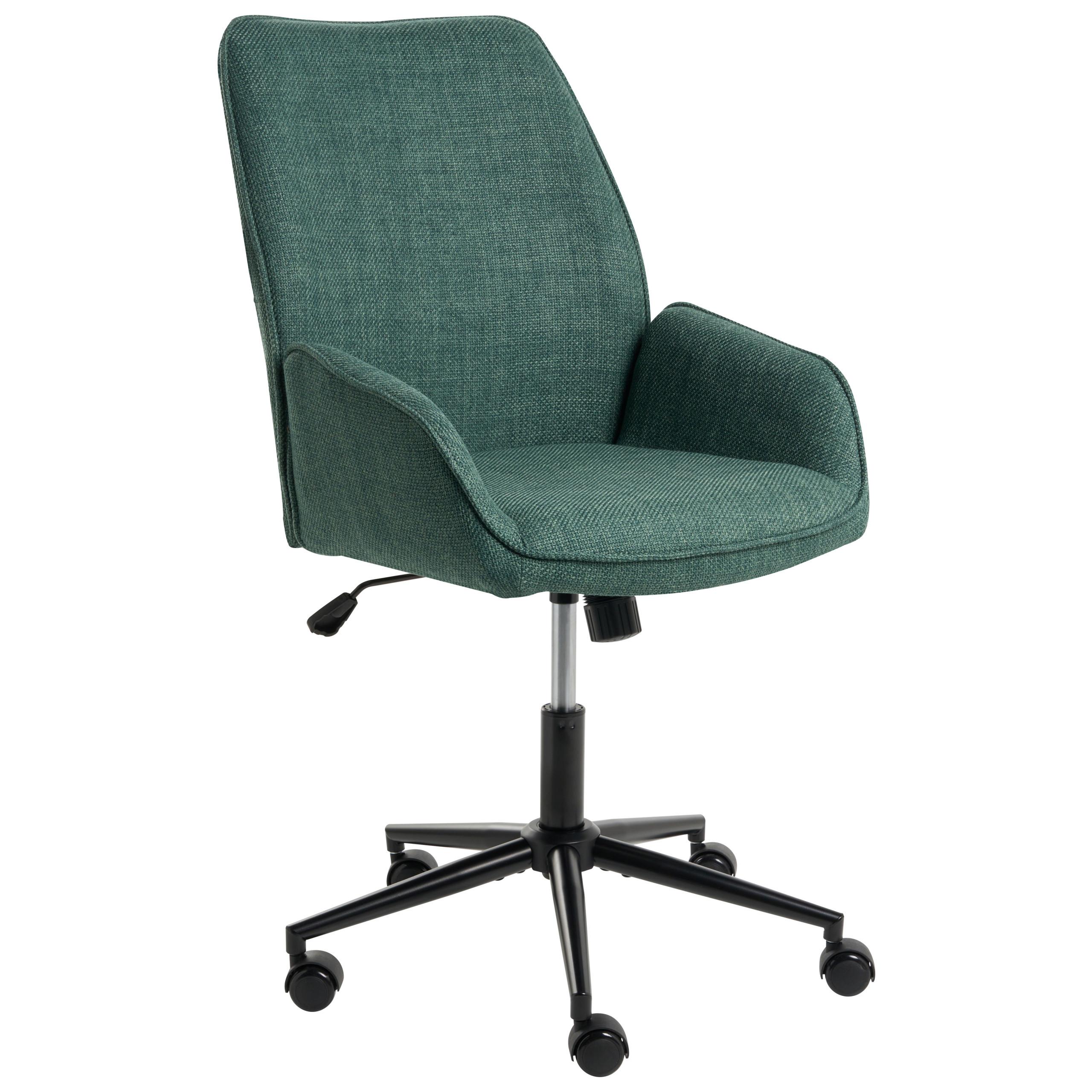 BÜROSTUHL Kunstleinen Dunkelgrün Castile - Schwarz/Grün, Textil (64/96/64cm) - Beliani