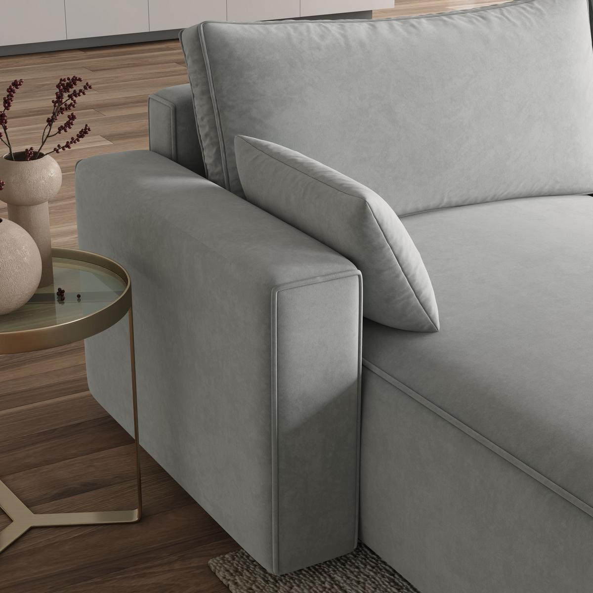 ECKSOFA FORIL Schwarz Velours-Stoff mit Schlaffunktion - Schwarz/Grau, Holz/Kunststoff (265/178cm) - MASSENO