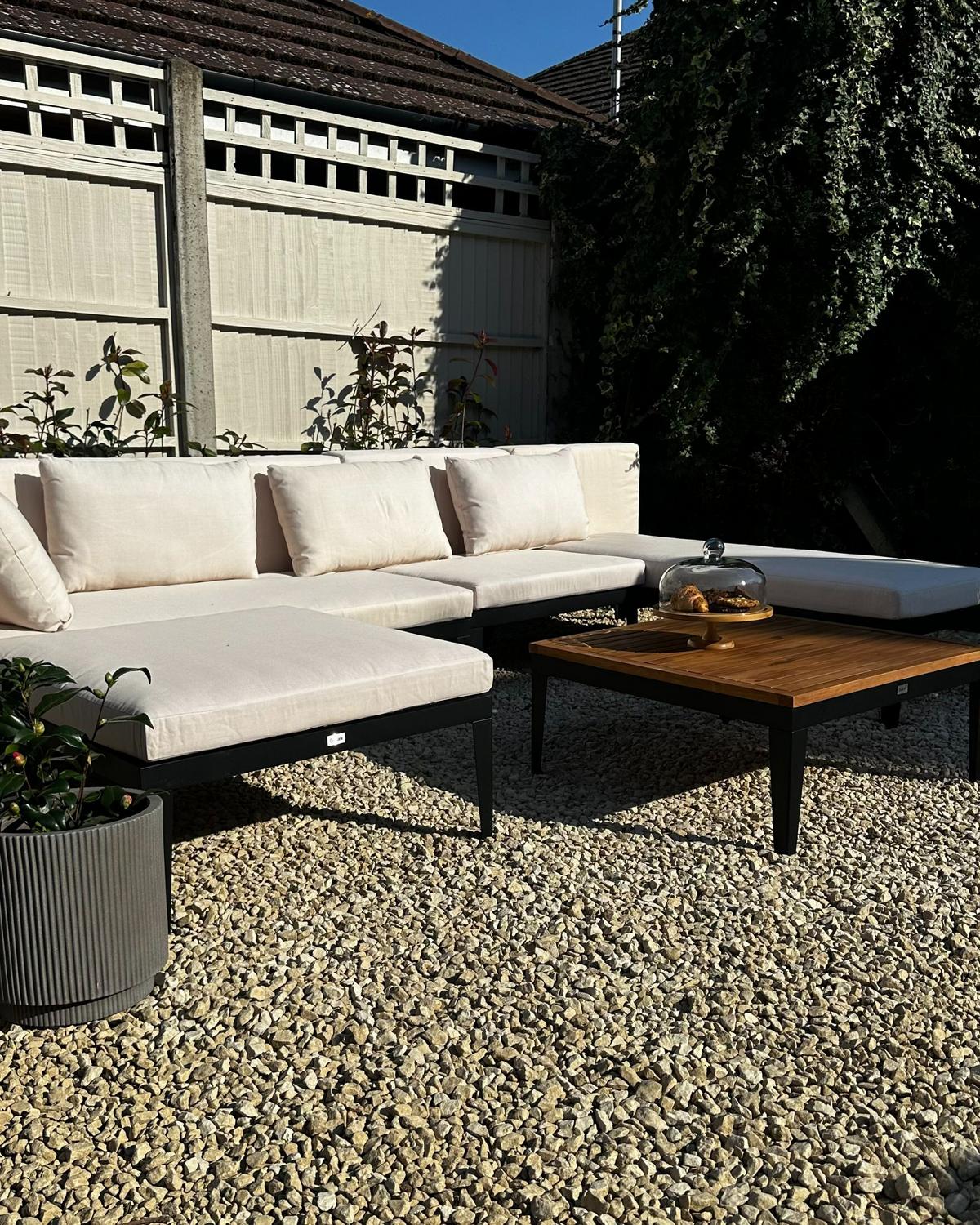 LOUNGE-SET 4-Sitzer Beige Bracciano - Hellbraun/Beige, Holz - Beliani