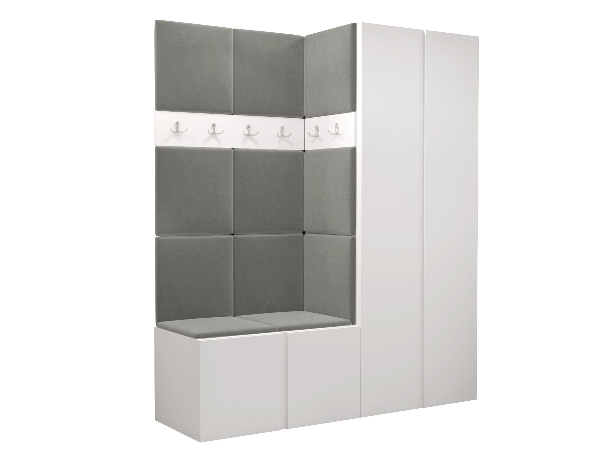 GARDEROBEN-SET Orion III - Weiß/Grau, Holzwerkstoff/Kunststoff (158/186/46cm) - MIRJAN24