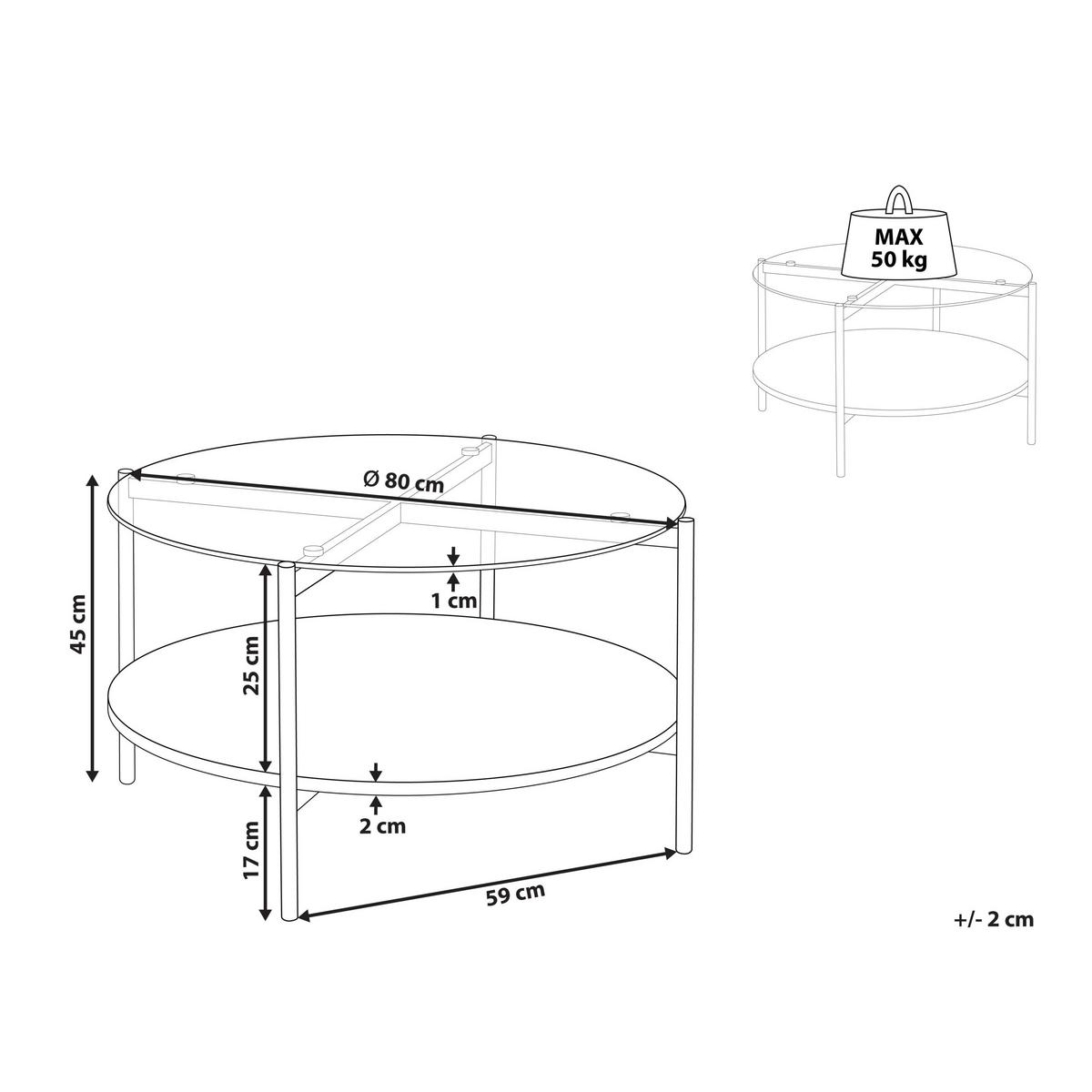 COUCHTISCH Silber/Heller Holzfarbton Lovell - Hellbraun/Silberfarben, Glas/Holzwerkstoff (80/80/45cm) - Beliani