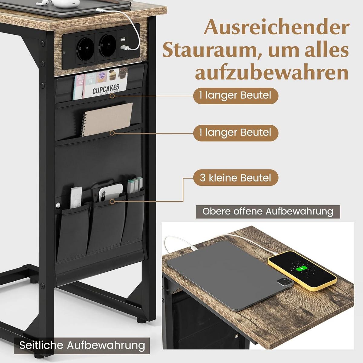 BEISTELLTISCH Braun(2er-Set) - Braun, Holzwerkstoff (30/40/60cm) - COSTWAY