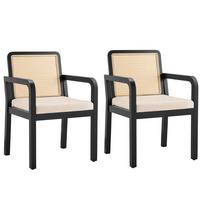 ESSZIMMERSTÜHLE 2er-Set mit Rattan-Rückenlehne - Beige, Holz (56/83/57cm) - Urban Meuble