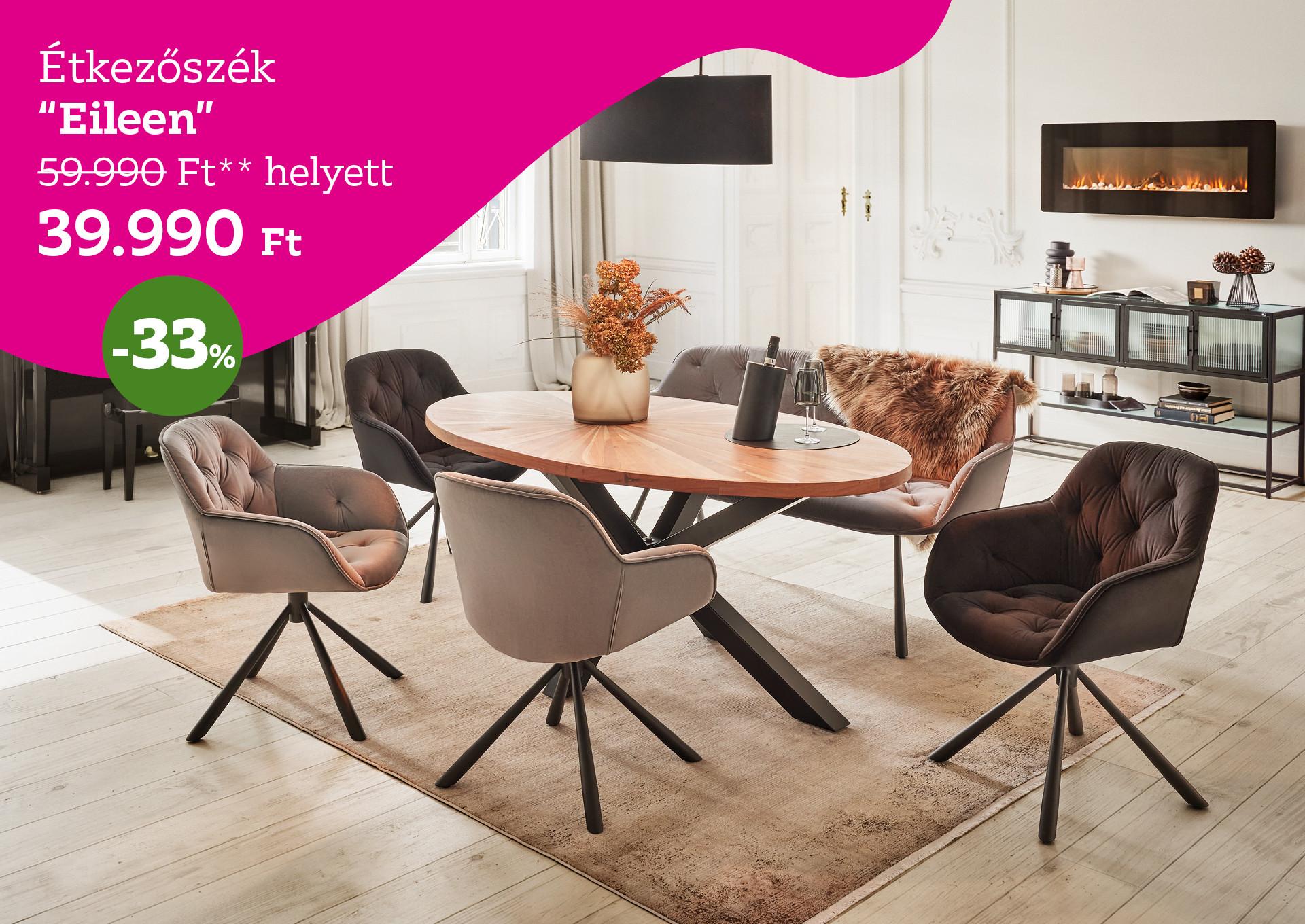 Étkezőszék Eileen 59990 Forint helyett 39990 Forint, kedvezmény mértéke 33%